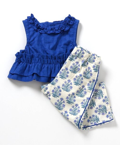 セットアップ フリルトップス・ラインパンツセットアップ＿アプレレクールマシェリ キッズ 子供服 女の子の画像