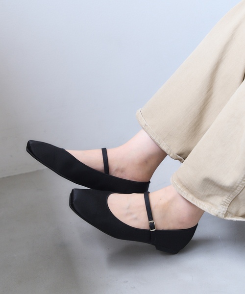 「LE TALON」 フラットパンプス 25.5cm ブラック×ブラック レディース_画像5
