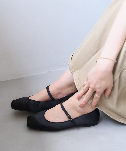 「LE TALON」 フラットパンプス 25.5cm ブラック×ブラック レディース_画像6
