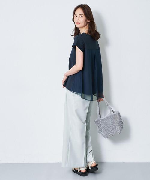 ワイドパンツ パンツ グルカ風ベルトデザインワイドパンツ レディースの画像