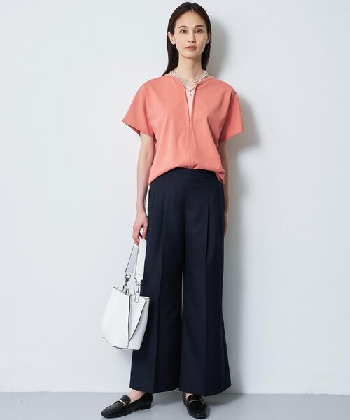 ワイドパンツ パンツ グルカ風ベルトデザインワイドパンツ レディースの画像