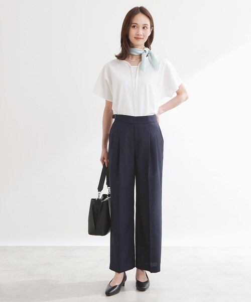 ワイドパンツ パンツ グルカ風ベルトデザインワイドパンツ レディースの画像