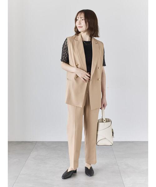 Te chichi（テチチ） ベスト ジレ リネンライクダブルブレストジレ