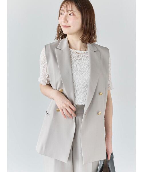 Te chichi（テチチ） ベスト ジレ リネンライクダブルブレストジレ
