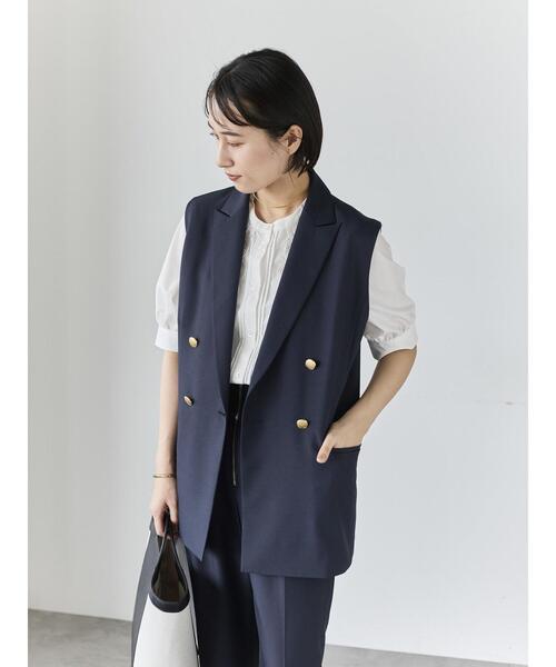 Te chichi（テチチ） ベスト ジレ リネンライクダブルブレストジレ
