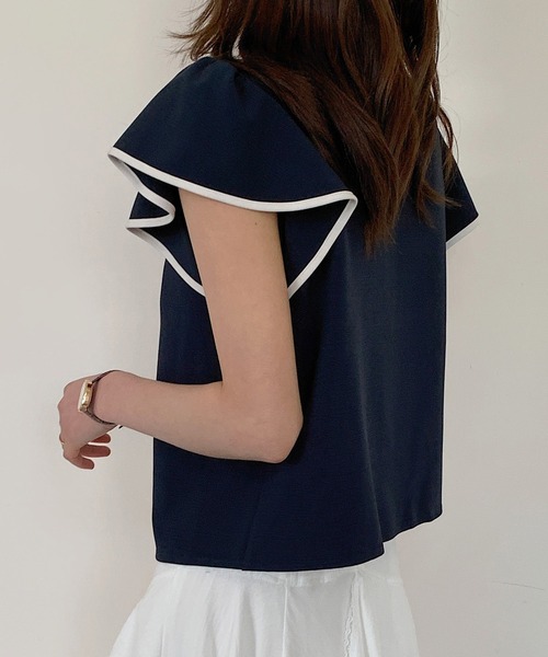 【美品】YUI MATSUDA グラデーション フレアスリーブ 半袖 ブラウス SAISON DE PAPILLON（セゾンドパピヨン） ブラウス シャツ 半袖 「人気