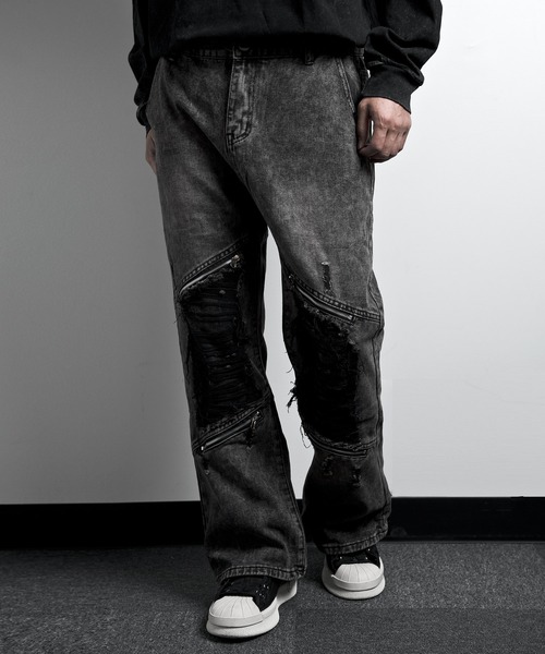 「JOHNNY WOLF」 デニムパンツ X-LARGE ブラック メンズ_画像6
