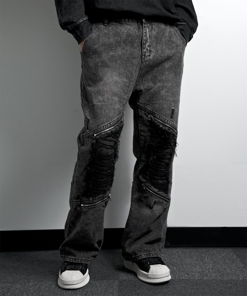 「JOHNNY WOLF」 デニムパンツ X-LARGE ブラック メンズ_画像7