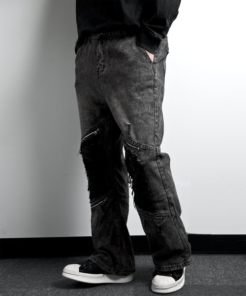 「JOHNNY WOLF」 デニムパンツ X-LARGE ブラック メンズ_画像9