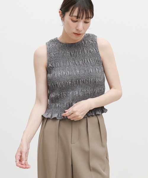 接触冷感】スタンドネックシャーリングノースリーブ 2色4枚まとめ専用 select MOCA（セレクトモカ） タンクトップ ノースリーブ リネンライク