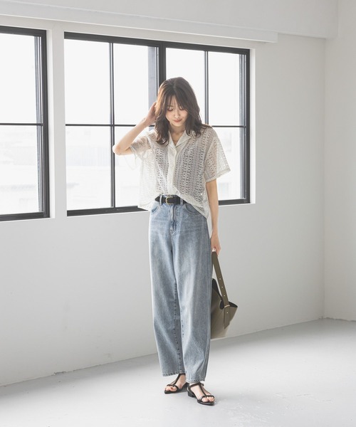 「GLOBAL WORK」 デニムパンツ LARGE ネイビー レディース_画像3