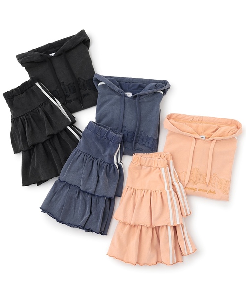 ワンピース 「LTXC/綿100%」ピグメントティアードセットアップ キッズ 子供服 女の子の画像