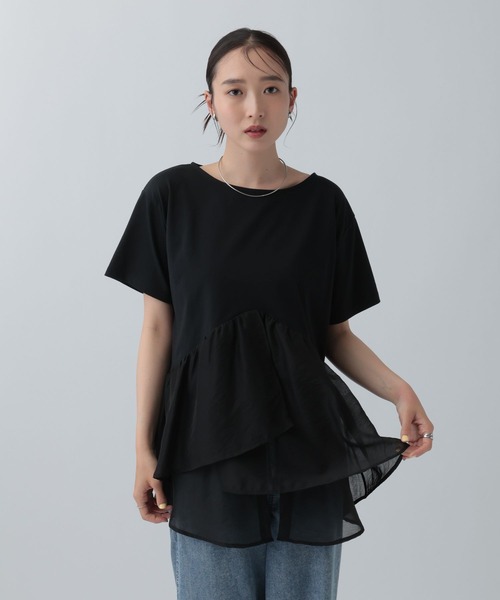 LEPSIM（レプシィム） tシャツ 半袖 ドッキングペプラムチュニック
