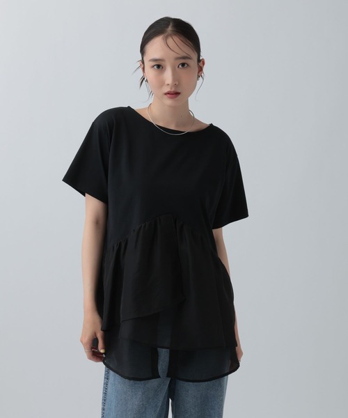 LEPSIM（レプシィム） tシャツ 半袖 ドッキングペプラムチュニック