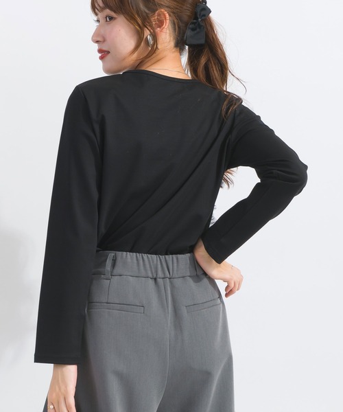 「PICCIN PERLA」 長袖カットソー M オフホワイト レディース_画像4