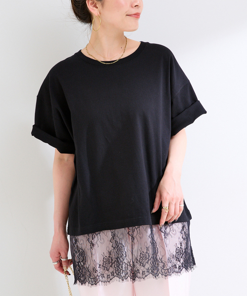 B.C STOCK（ベーセーストック） tシャツ 半袖 手洗い可 / レース