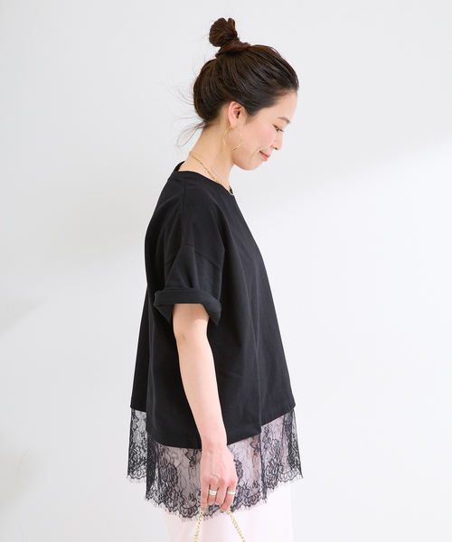 B.C STOCK（ベーセーストック） tシャツ 半袖 手洗い可 / レース