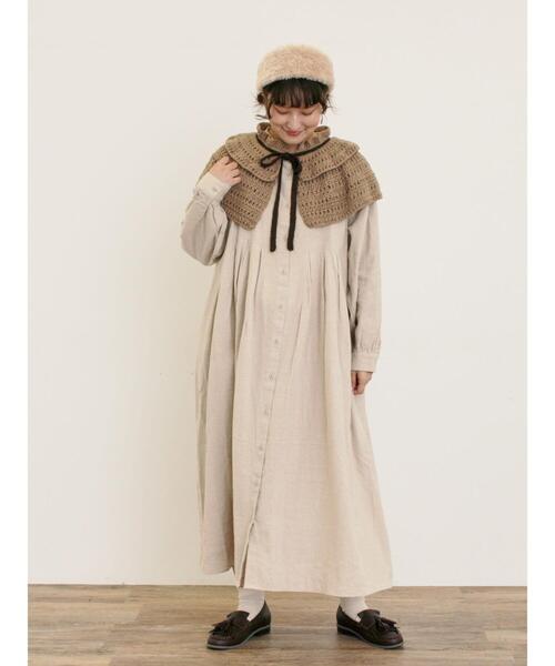 「Samansa Mos2」 長袖ワンピース M ベージュ レディース_画像8