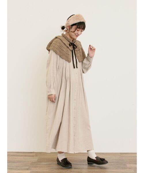 「Samansa Mos2」 長袖ワンピース M ベージュ レディース_画像9
