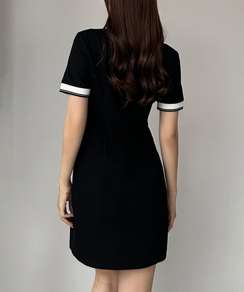 「Louere」 半袖ワンピース MEDIUM ネイビー レディース_画像4