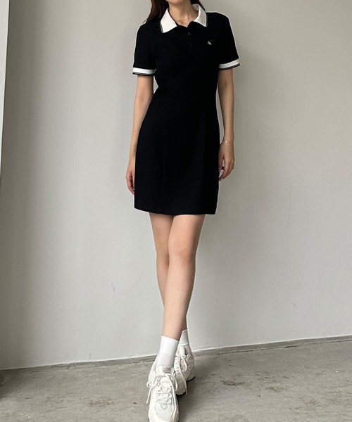 「Louere」 半袖ワンピース MEDIUM ネイビー レディース_画像6