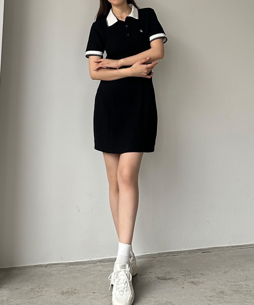 「Louere」 半袖ワンピース MEDIUM ネイビー レディース_画像7