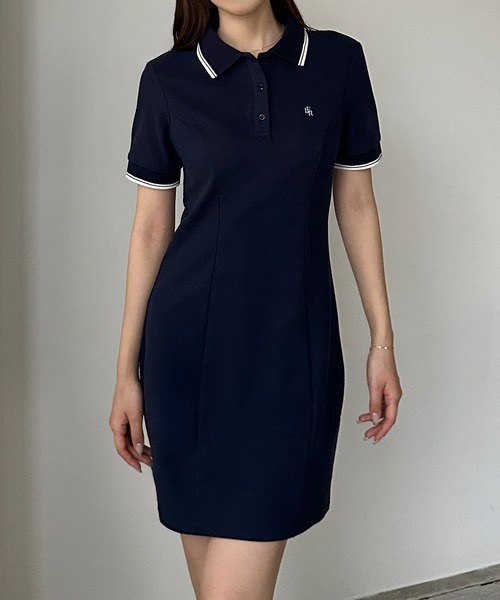 「Louere」 半袖ワンピース MEDIUM ネイビー レディース_画像9
