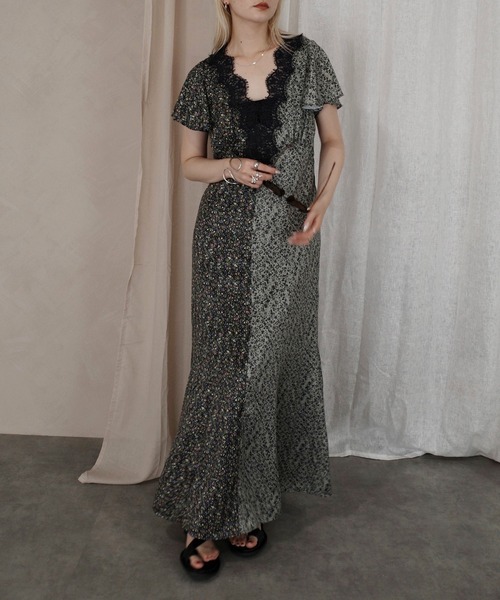 ドレス LOUISE PATTERN DOCKING DRESS