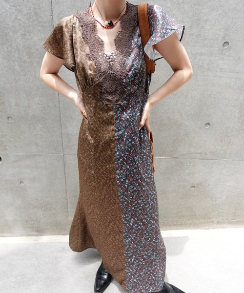 ドレス LOUISE PATTERN DOCKING DRESS