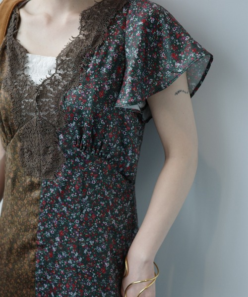 ドレス LOUISE PATTERN DOCKING DRESS