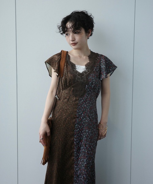 ドレス LOUISE PATTERN DOCKING DRESS