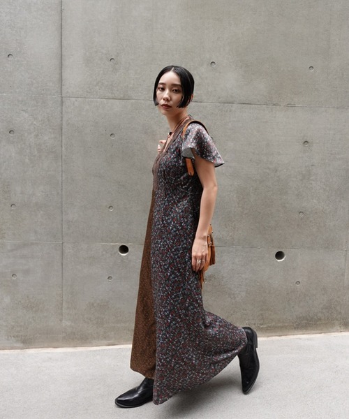 ドレス LOUISE PATTERN DOCKING DRESS