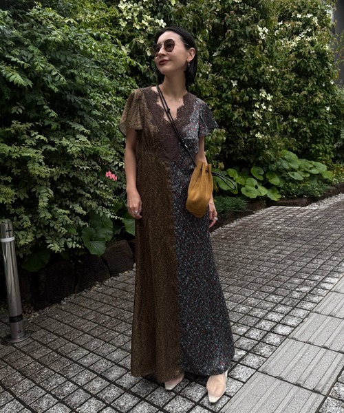 ドレス LOUISE PATTERN DOCKING DRESS