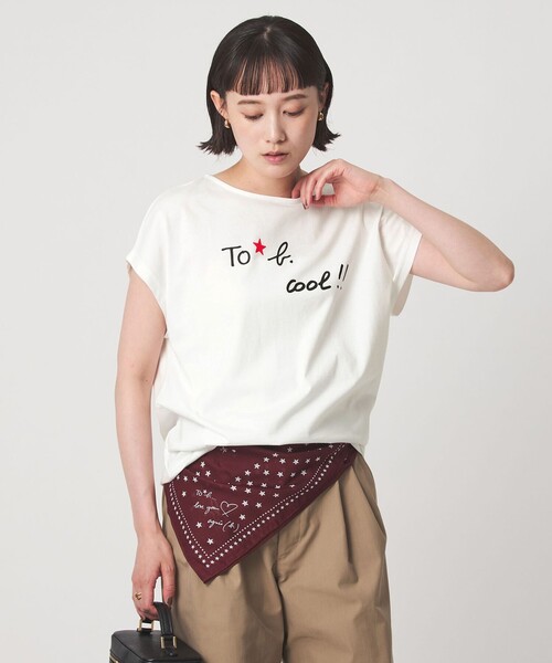To b. by agnes tシャツ 「To b.コラボ」ロゴ フレンチスリーブ T