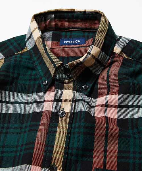 「NAUTICA」 長袖シャツ LARGE グリーン メンズ_画像2