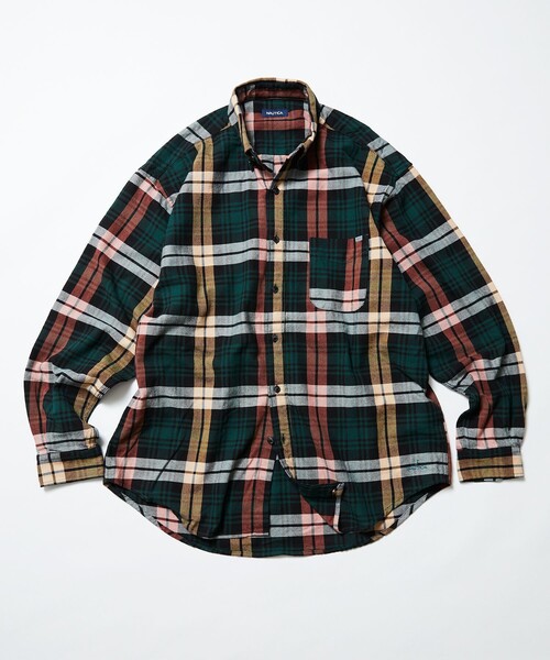 「NAUTICA」 長袖シャツ LARGE グリーン メンズ_画像4