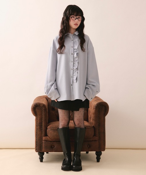 【loin nuit/ロワンニュイ】ニュアンスフリルシャツ loin nuit ブラウス シャツ nuance frill shirt / ニュアンスフリル