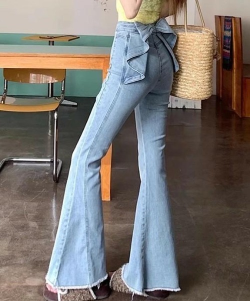 「Achic」 デニムパンツ M ライトブルー レディース_画像2