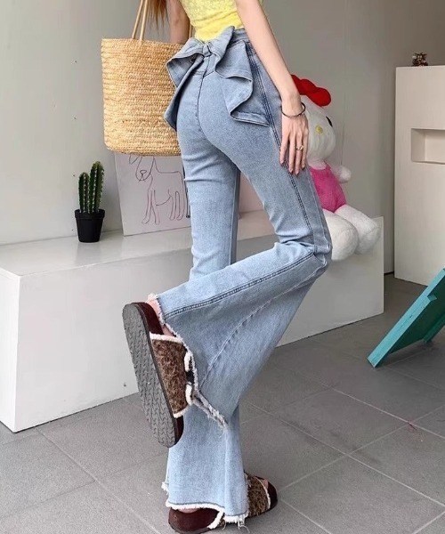 「Achic」 デニムパンツ M ライトブルー レディース_画像3