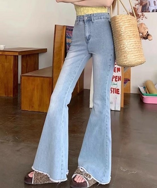 「Achic」 デニムパンツ M ライトブルー レディース_画像4