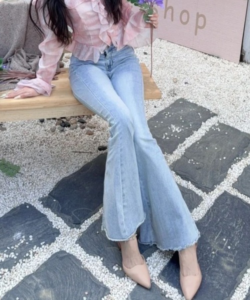 「Achic」 デニムパンツ M ライトブルー レディース_画像7