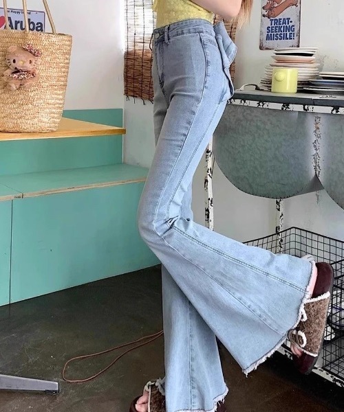 「Achic」 デニムパンツ M ライトブルー レディース_画像9