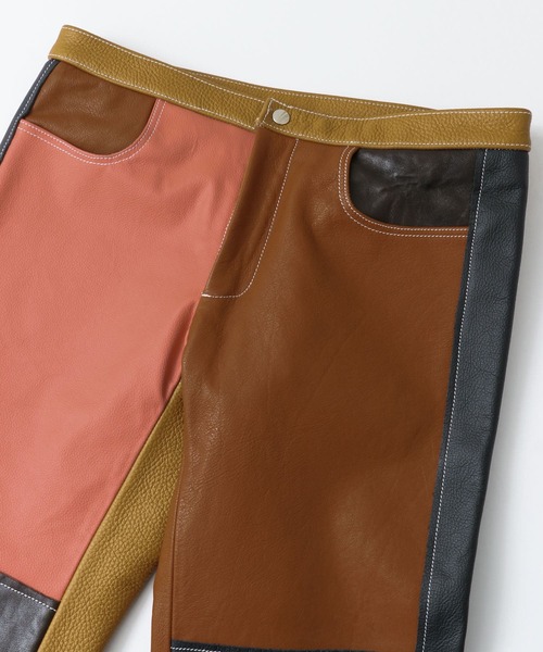 パンツ DANIEL w. FLETCHER　LEATHER PATCHWORK PANTS∴ メンズの画像