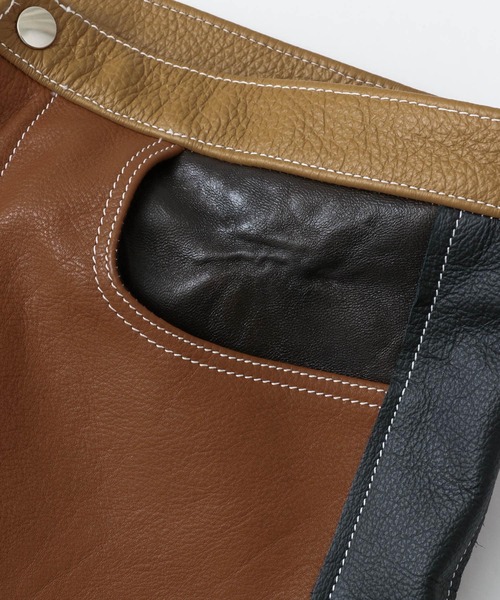 パンツ DANIEL w. FLETCHER　LEATHER PATCHWORK PANTS∴ メンズの画像