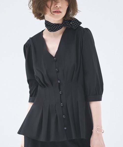 ルイルエブティック RUIRUE BOUTIQUE ウエストタックブラウス （ドット・ブラック） ルイルエブティック RUIRUE BOUTIQUE ウエストタックブラウス