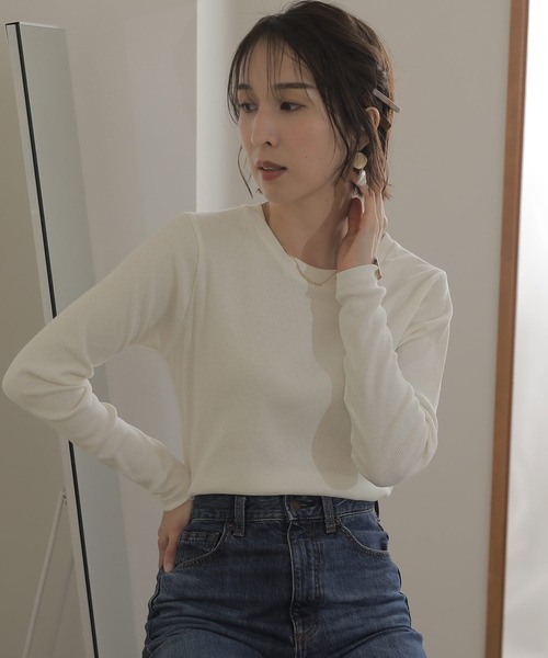 ベージュ 長袖クルーネックTシャツ ユニクロ公式 | ソフトタッチクルーネックTシャツ/長袖(メンズ)