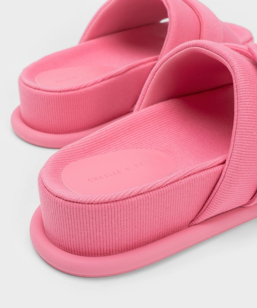 CHARLES & KEITH ウーブン バックルスライドサンダル Pink CHARLES ＆ KEITH サンダル ウーブン バックルスライドサンダル