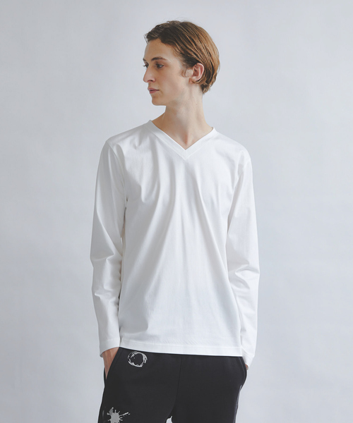 5351プール・オム（5351POUR LES HOMMES）/トリコットストレッチ Vネック 長袖Tシャツ 5351 POUR LES HOMMES tシャツ TCトリコットストレッチ Vネック 長袖T