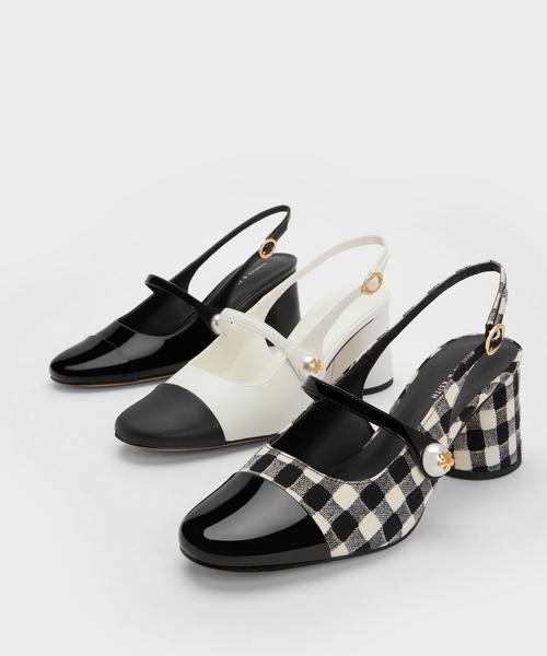 CHARLES ＆ KEITH パンプス パールディテール スリングバック