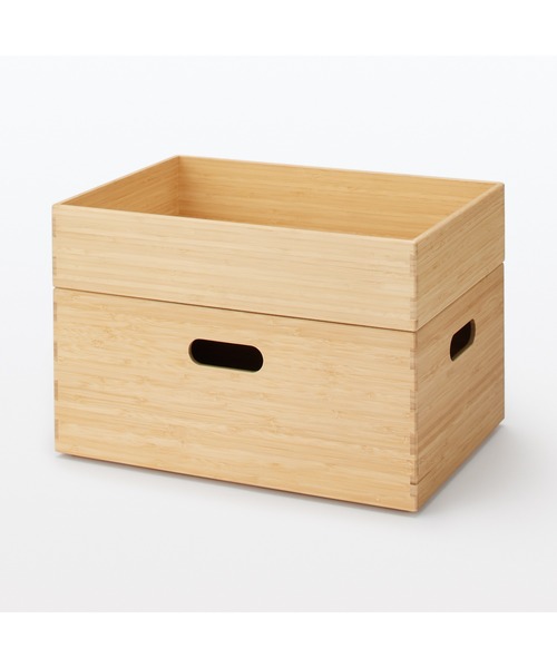 無印良品（MUJI） 収納 重なる竹材長方形ボックス 中 約幅37×奥行